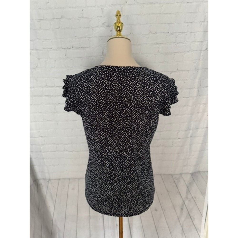 NWT Adrianna Papell Navy Confetti Ruffle Sleeve Top Women's S $69 - Picture 4 of 9